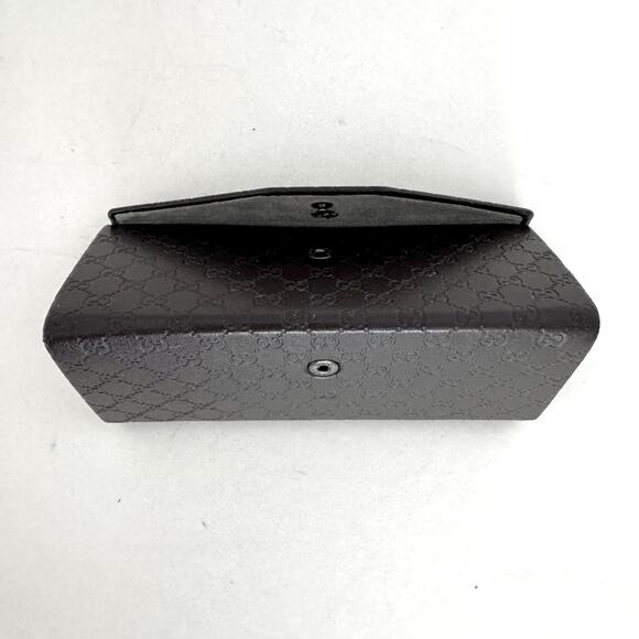 Gucci Leather GG Monogram Foldable Triangle Sunglasses Hard Case Dark Brown main image 7